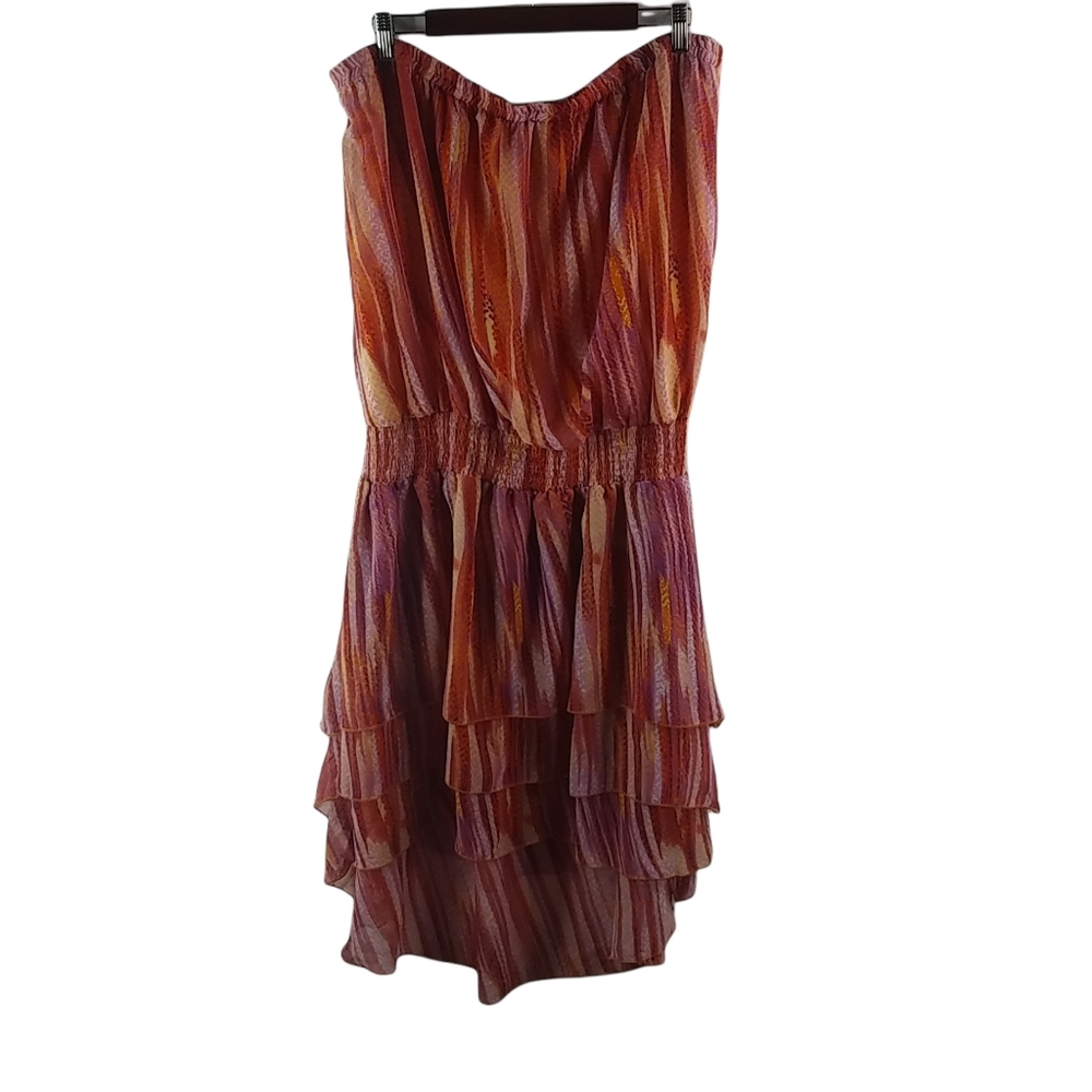 Erika Brooke 24 Pink Orange Strapless Dress Plus